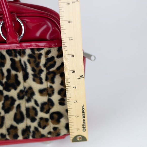 Lux De Ville Red Patent Leopard Rockabilly Pin Up Bag - Picture 13 of 15